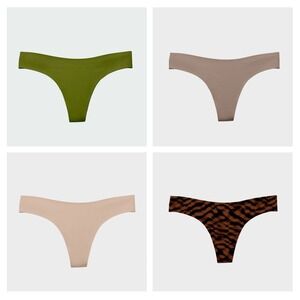 NWT EBY Women's XL Thong 4 Pack Olive Fallen Rock Nude Dune Seamless Underwear